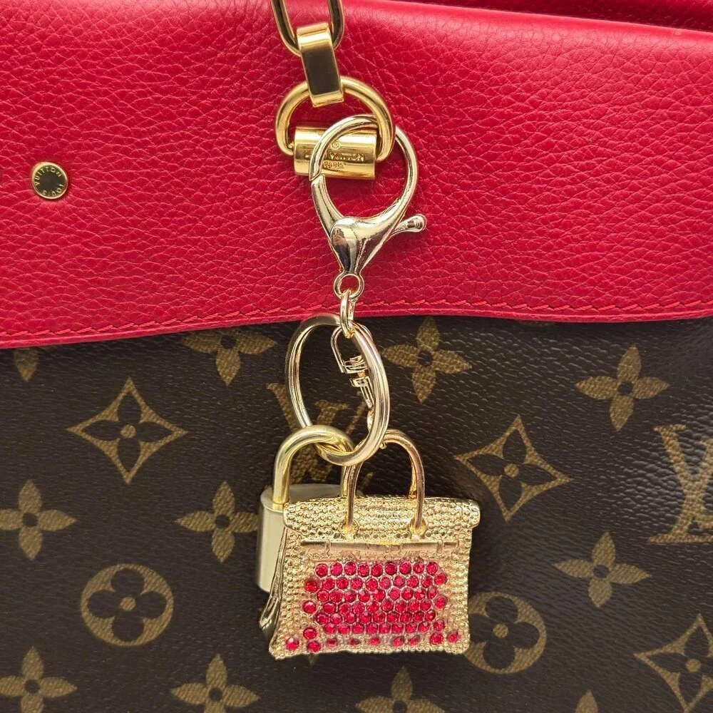 Authentic LV Gold Padlock & Key Set ✨ Luxury Bag Charm w/ Unbranded Bag Keychain